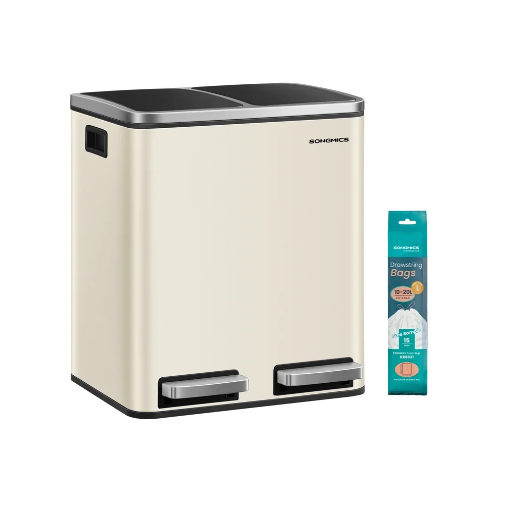 Poubelle en métal 2 x 15L à double compartimen
