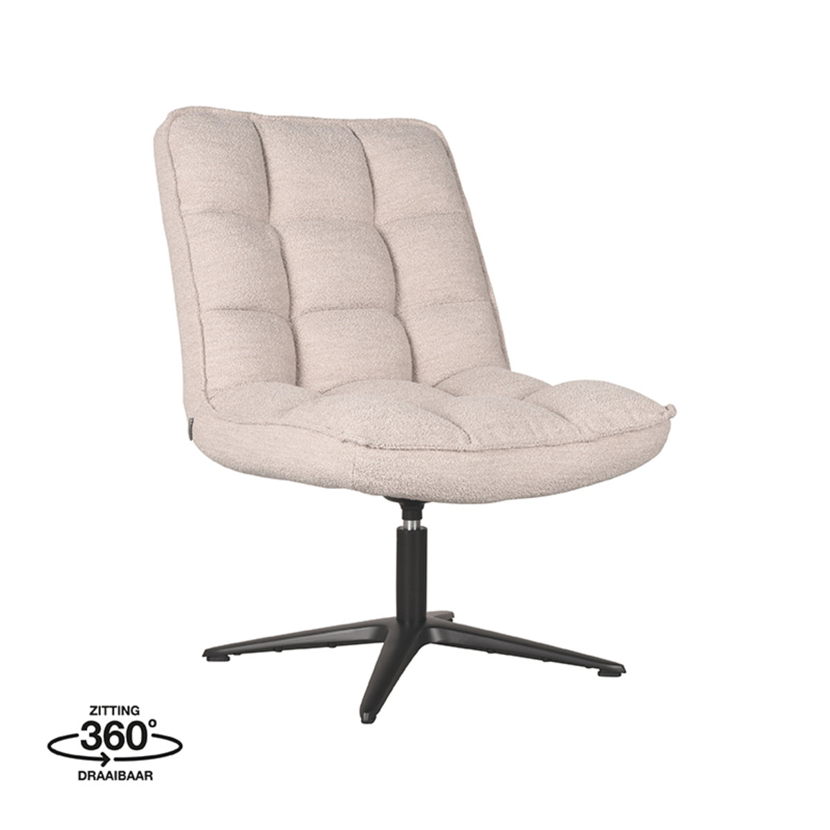 LABEL51 Fauteuil Vince - Naturel Bouclé - Draaibaar - 63x74x91cm