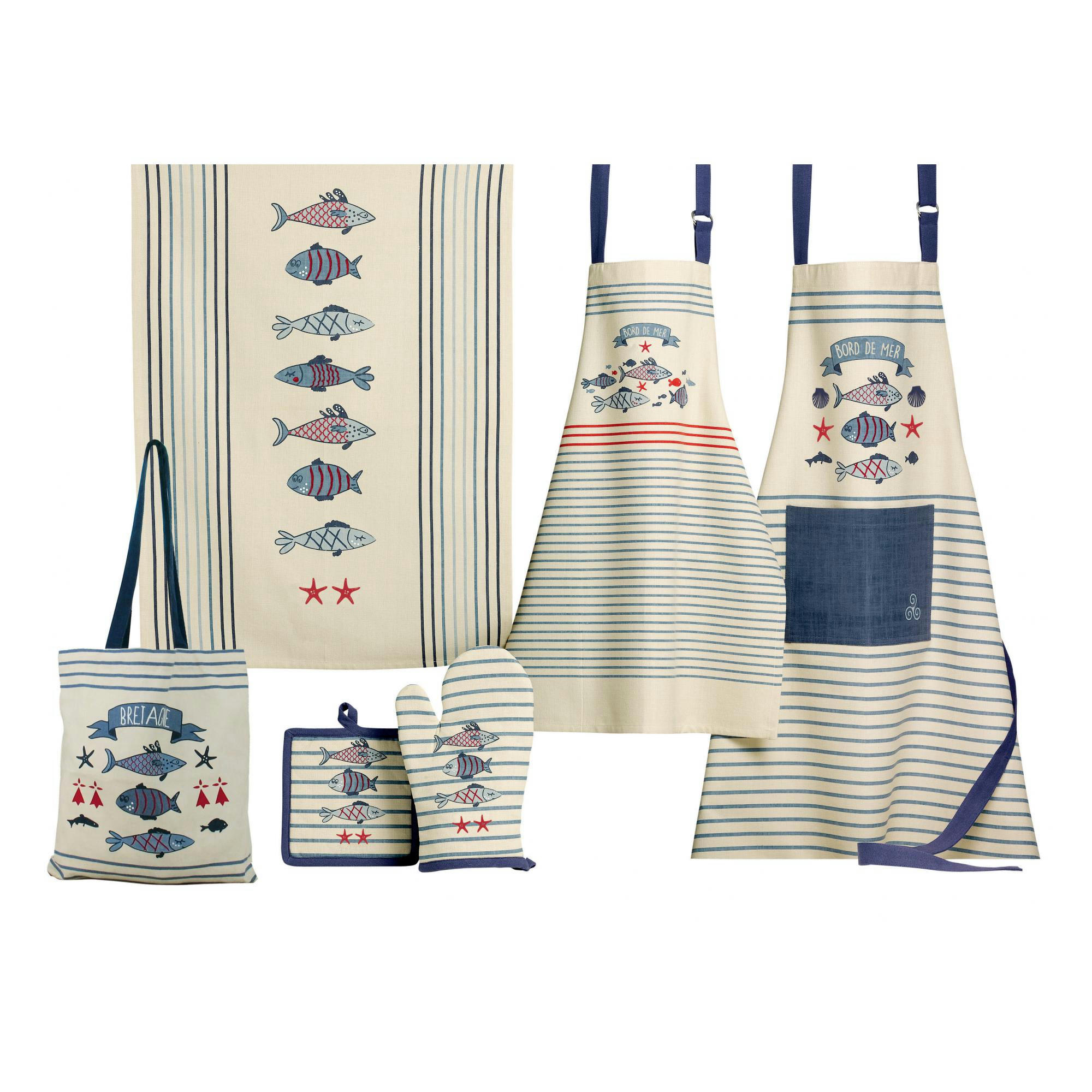 NEW PESK - Gant de cuisine  en coton bleu 18 x 28