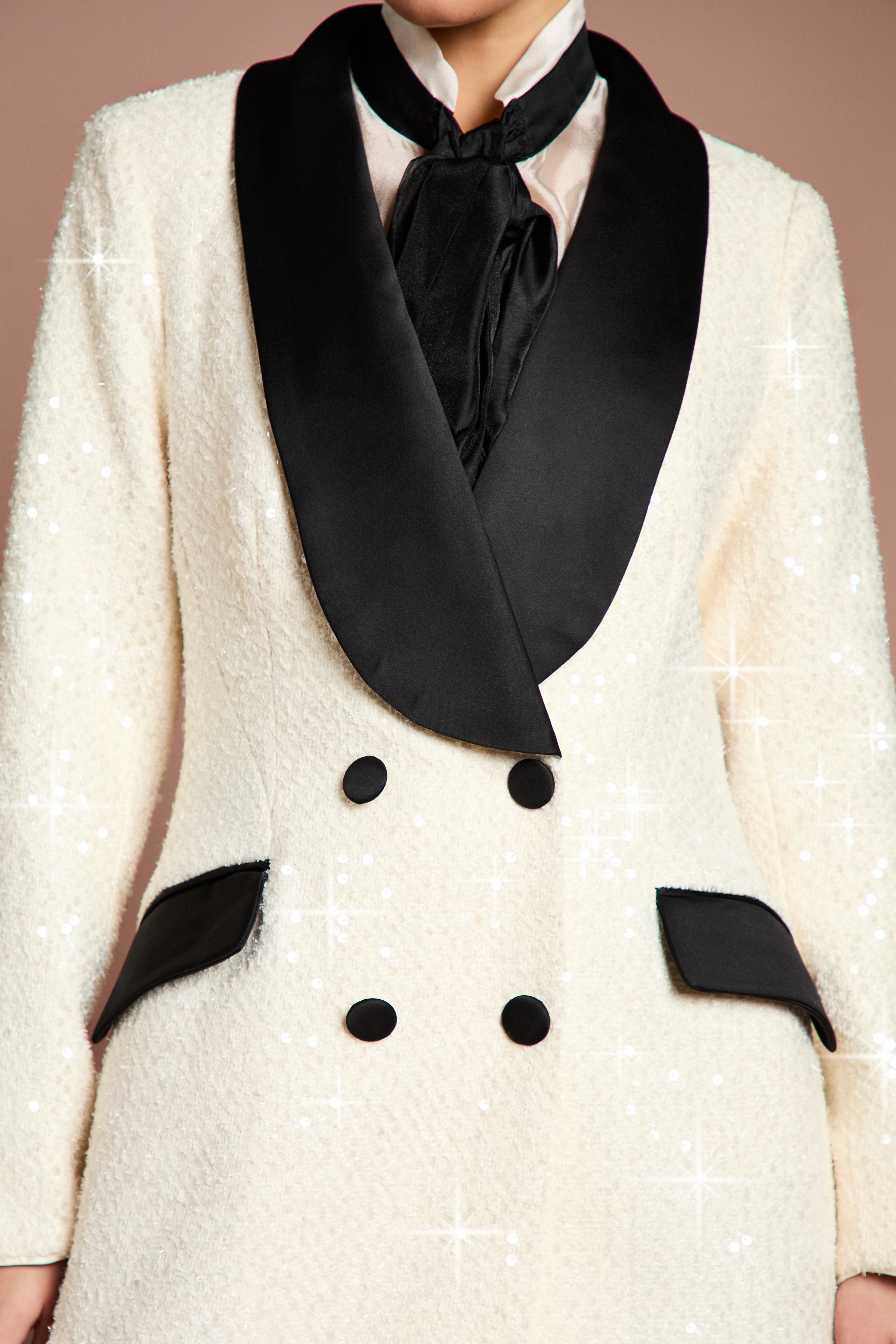 Coast Lisa Tan Double Breasted Sequin Tweed Maxi Coat