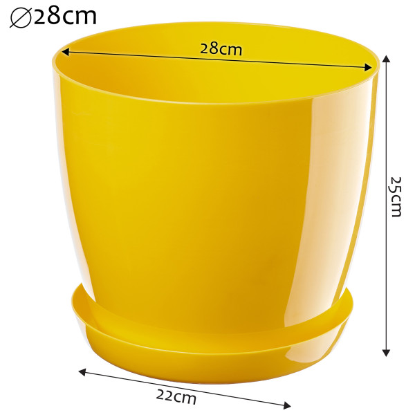 Doniczka Osłonka Na Kwiaty Podstawka Żółta 28cm