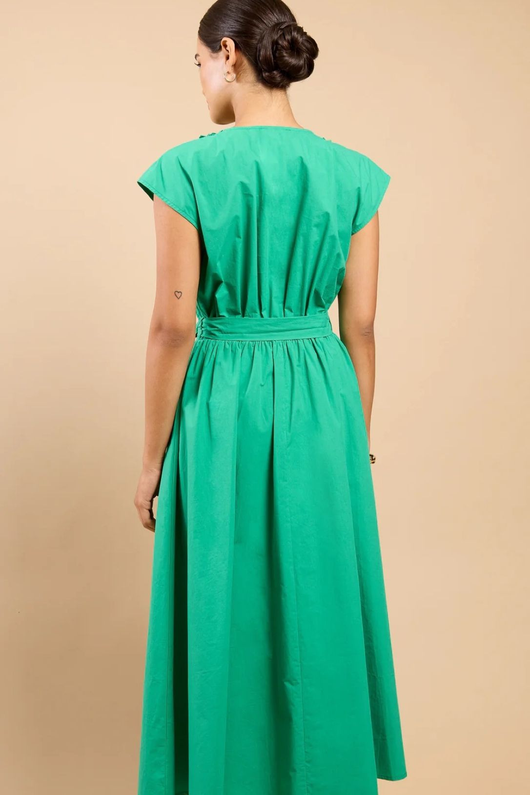 Little Mistress Green Frill Detail Midaxi Dress