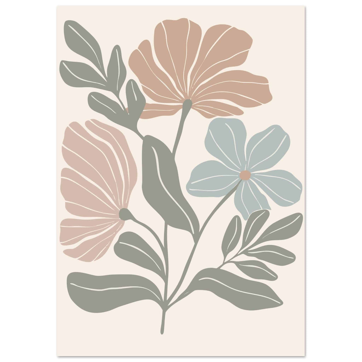 Artfulprints Poster Boho – Pastel bloom  - A4 21x29.7 cm - Meerkleurig