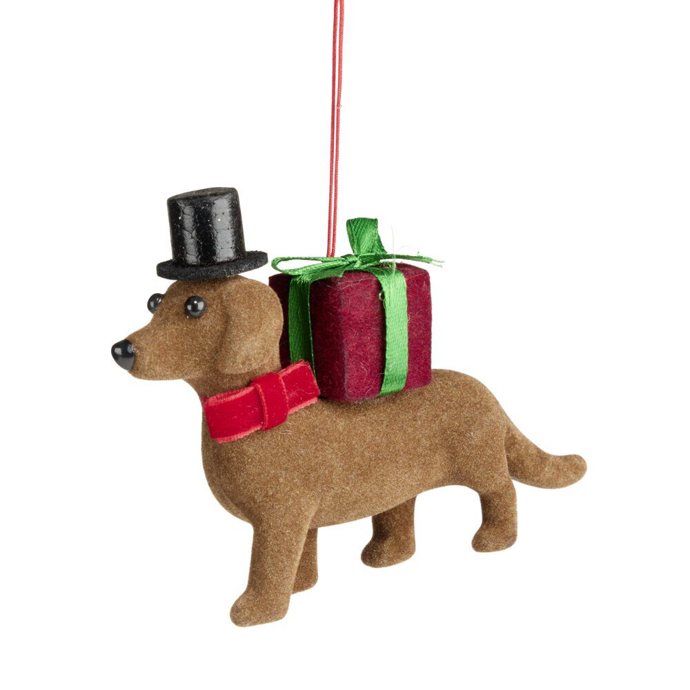 Teckel de No&euml;l à suspendre L12cm (3 modèles)