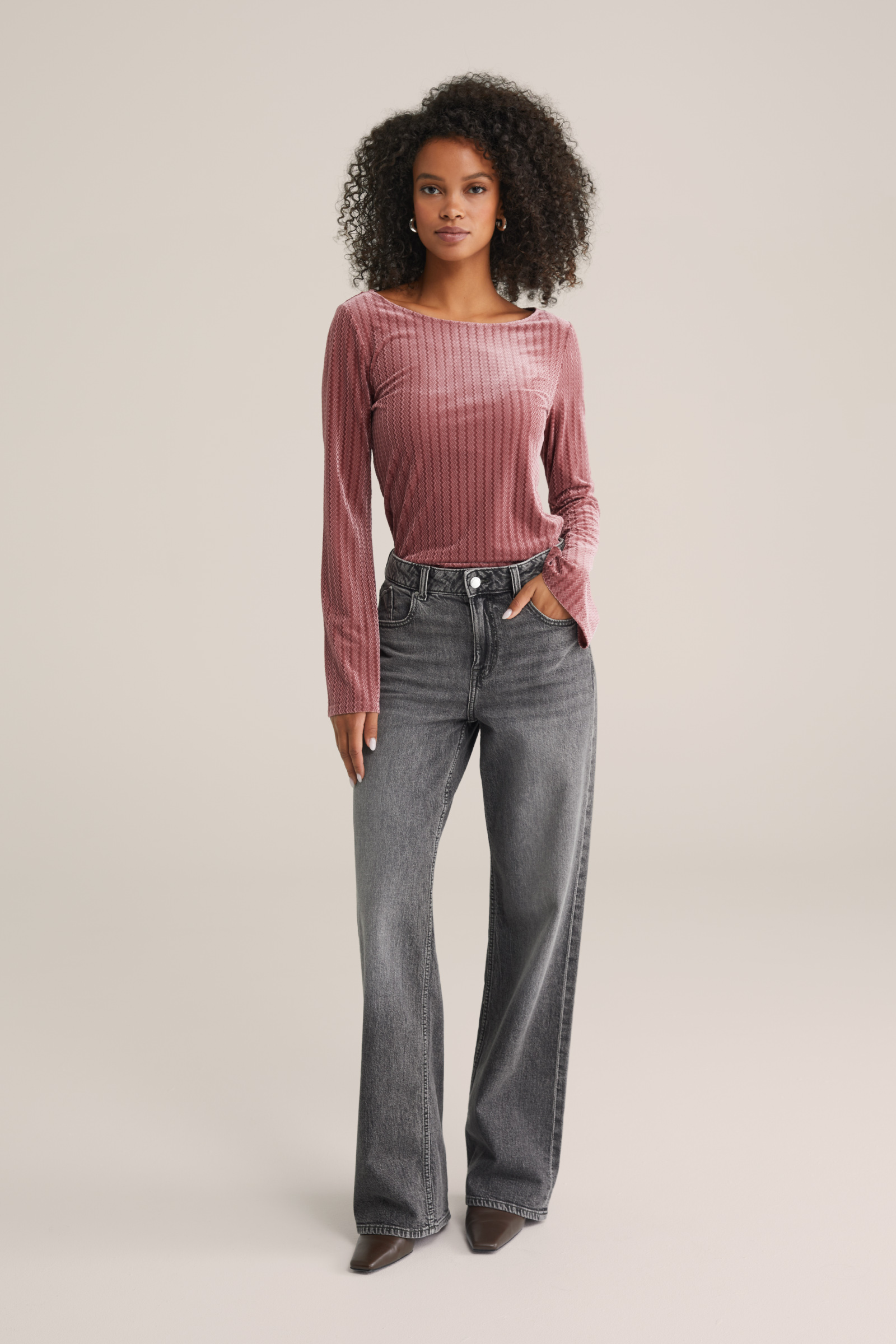 Dames velvet top met structuur