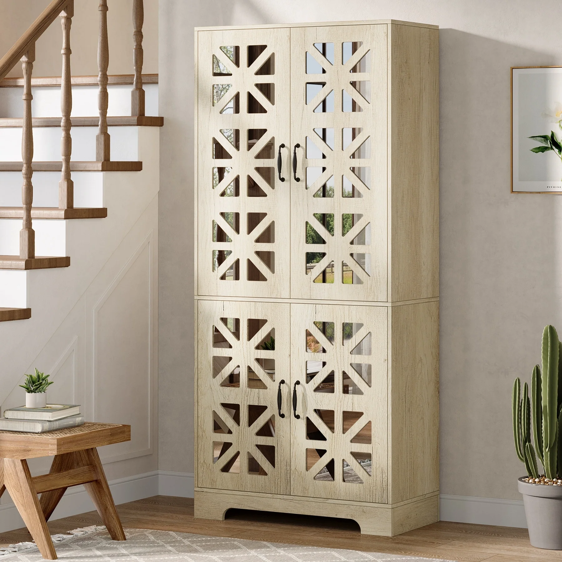 72-Inch Tall Shoe Storage Cabinet, 5-Tier Large Shoe Organizer with Adjustable Shelves