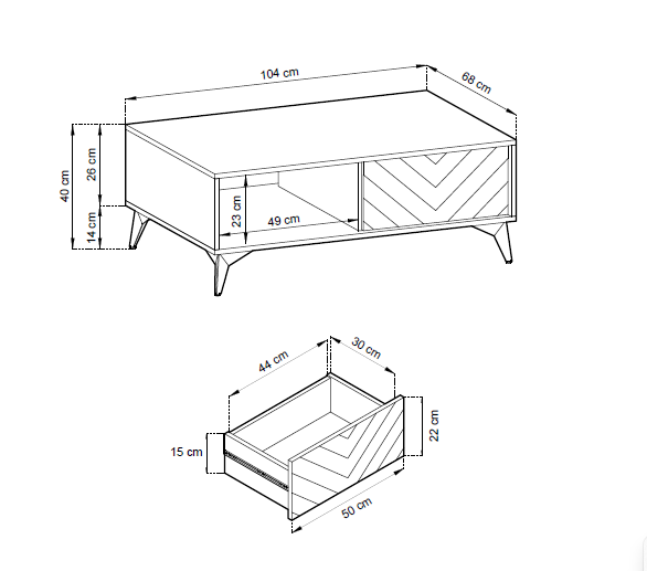 Stolik kawowy loftowy do salonu DIAMOND L140