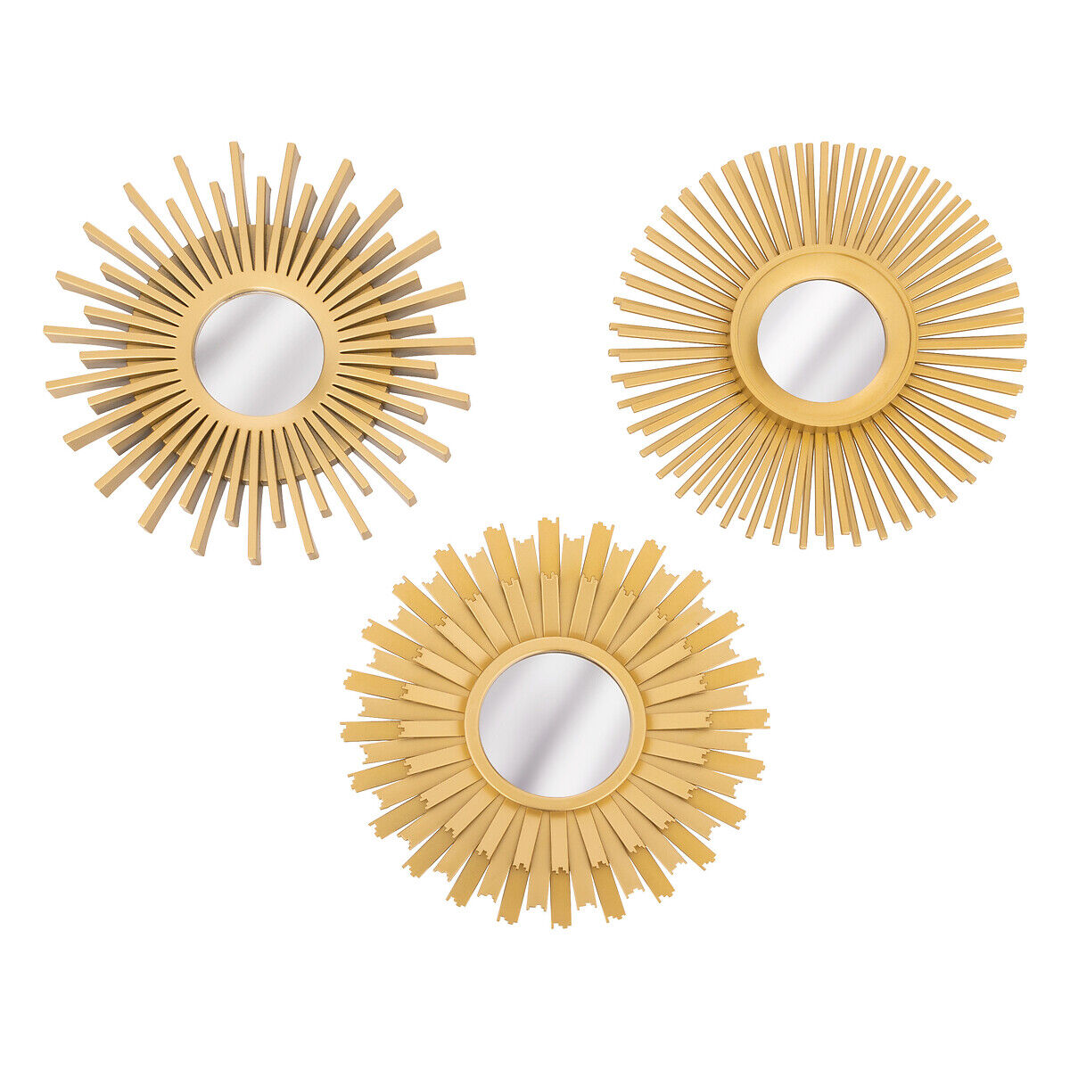 Conjunto de 3 espelhos dourados amed 25cm