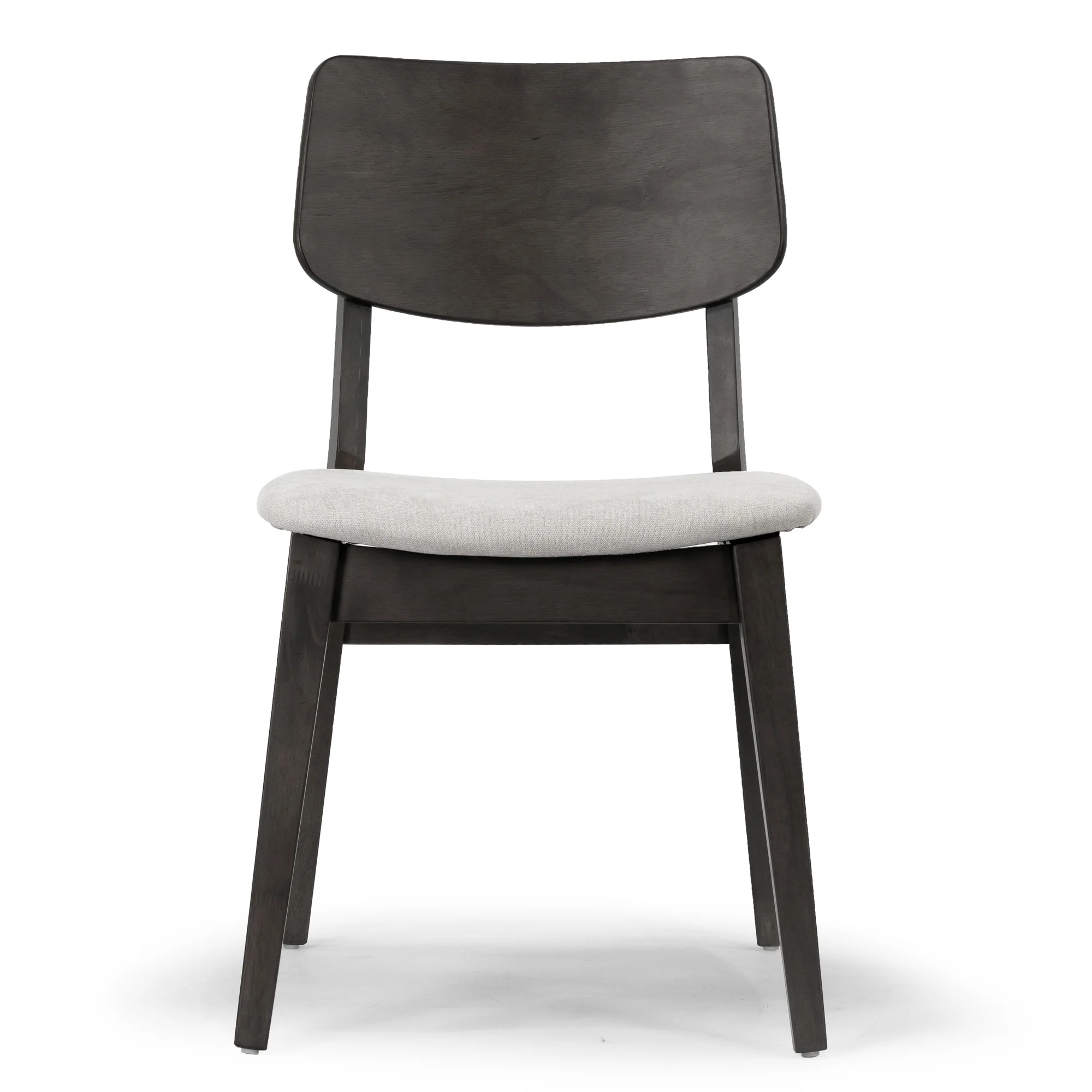 Set of 2 Astin Black Wood Chair with Light Grey Fabric Seat