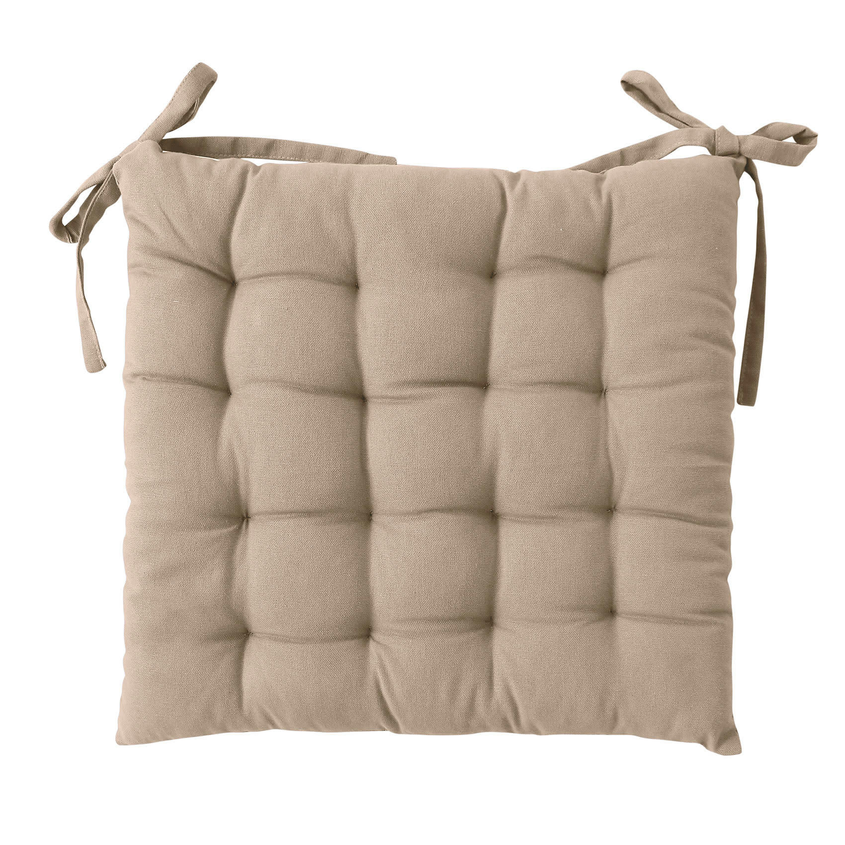 - Galette de chaise unie et piquée polyester naturel 38x38 cm