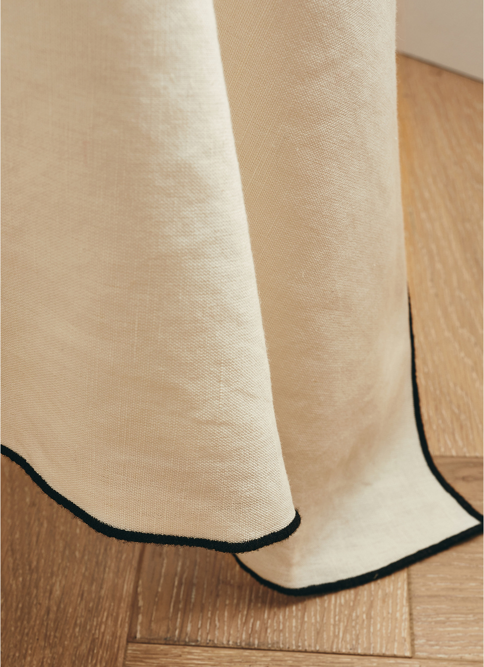 NAPPE COTON ET LIN FINITION BOURDON GRAND FORMAT LAIT/NOIR