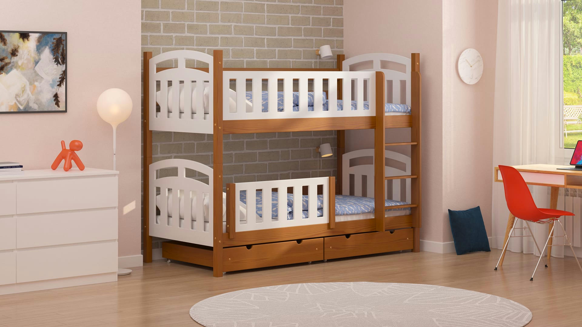 - Lit superposé en pin massif&MDF 180x80 aulne