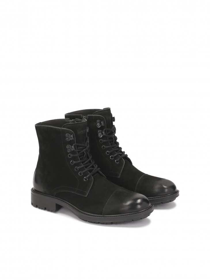 Nubuck boots with tied upper