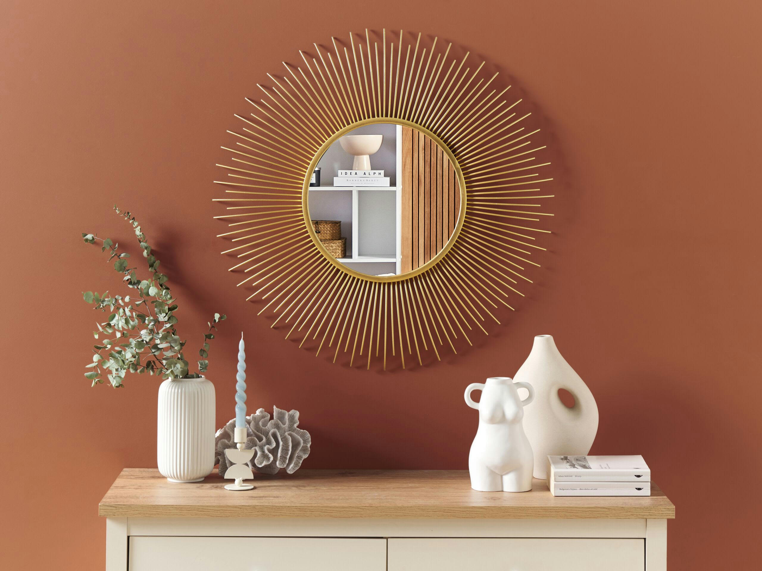 CILLY - Miroir en métal doré 80x80