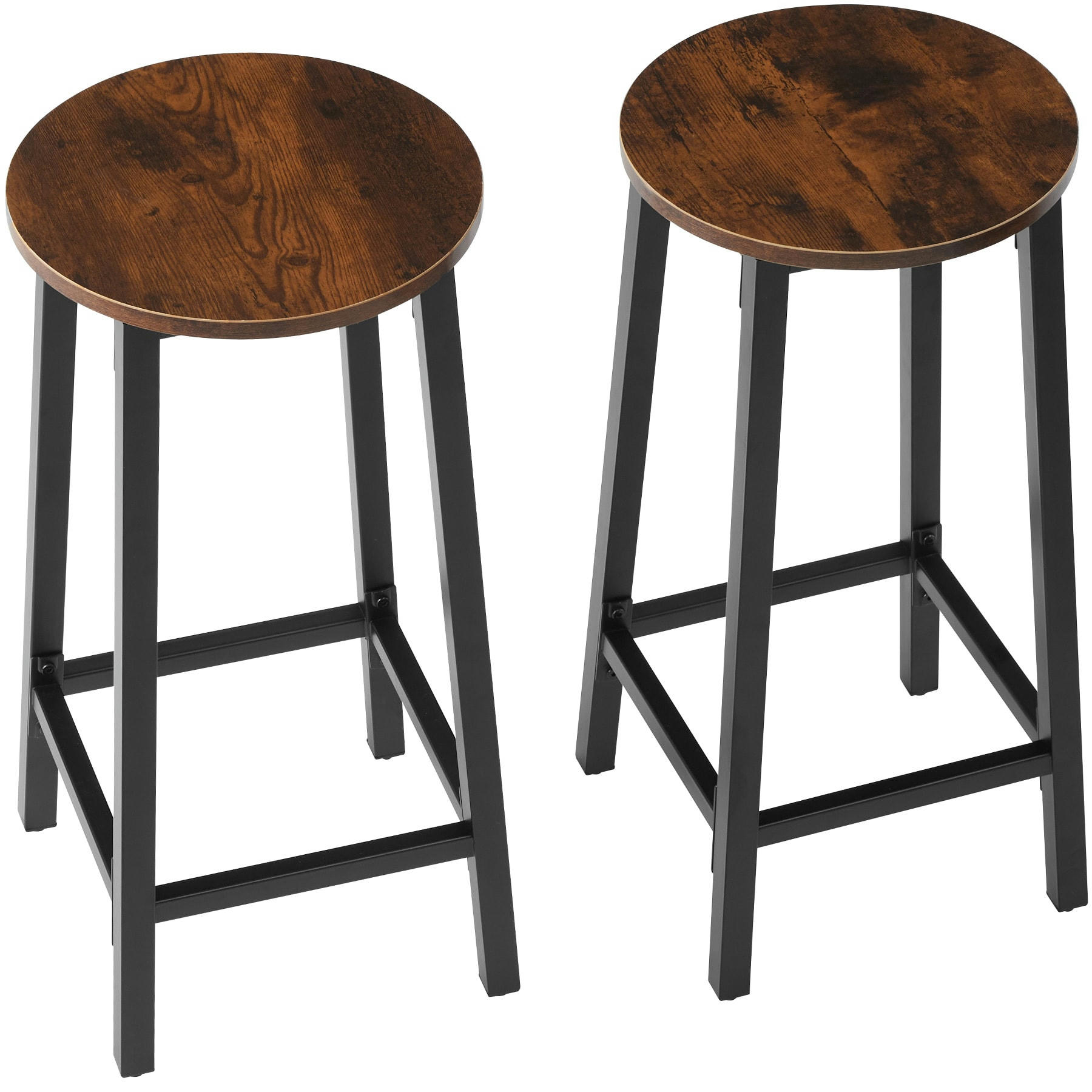- Lot de 2 tabourets de bar Style industriel Bois foncé industriel,