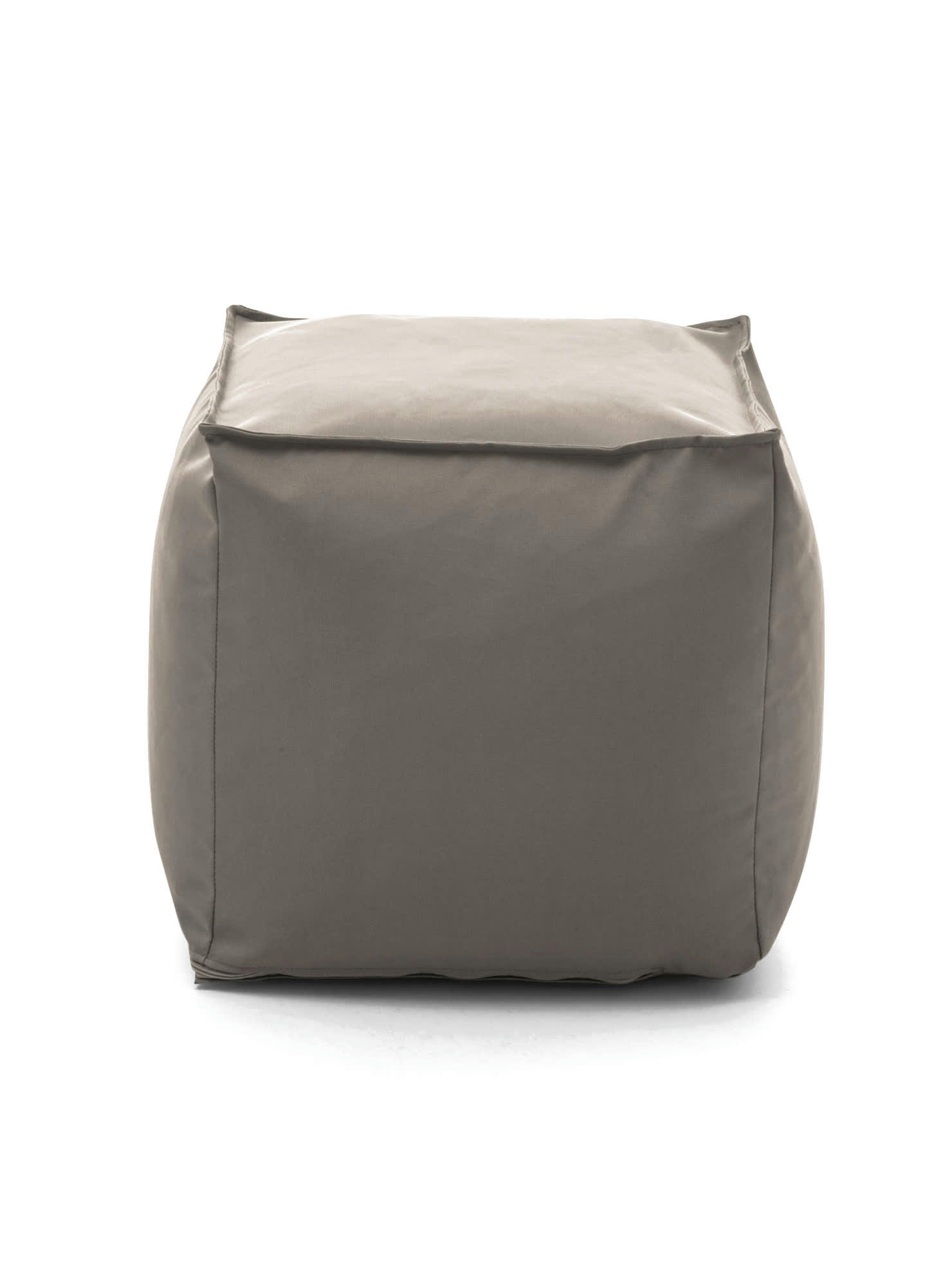 DABBEY - Pouf en tissu gris taupe