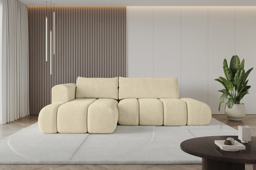 Narożnik lewostronny z funkcją spania CLOUD-L 280x185x90 cm Beżowy