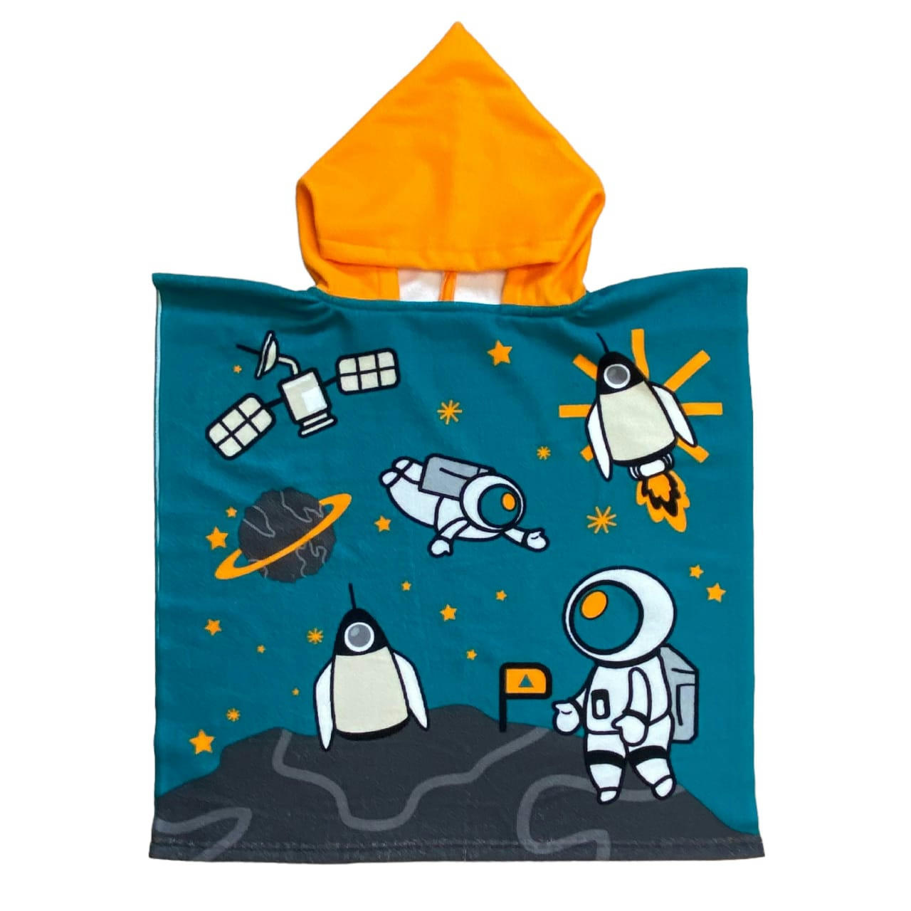 PONCHOS  PLAGE ENFANTS - Poncho microfibre enfant Galactic 60x120 bleu canard