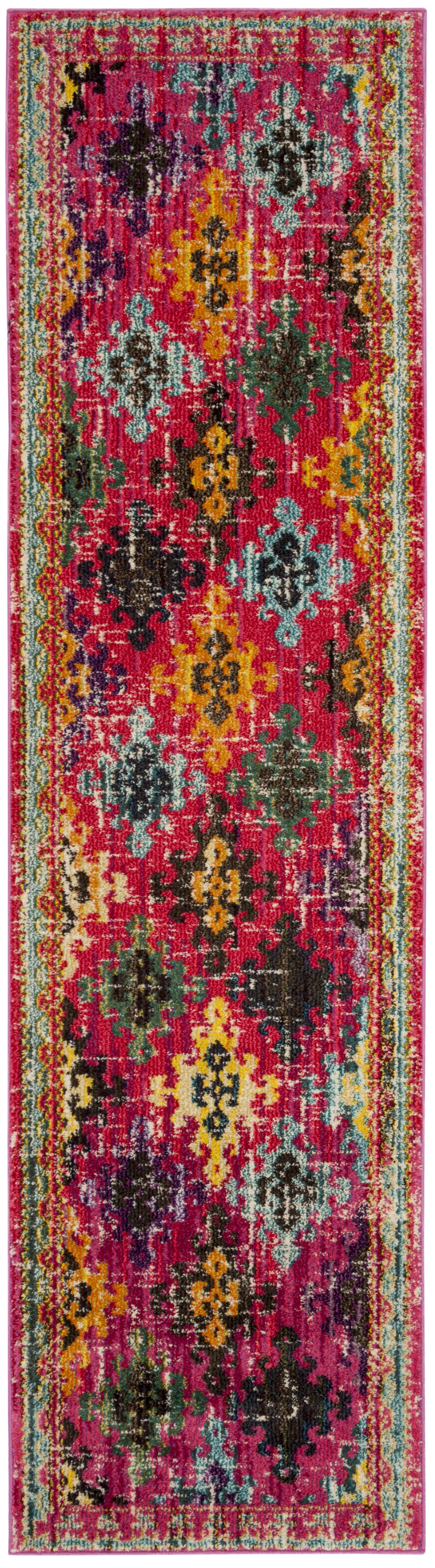 MONACO - Tapis de salon interieur en fuchsia & multi, 66 x 244 cm