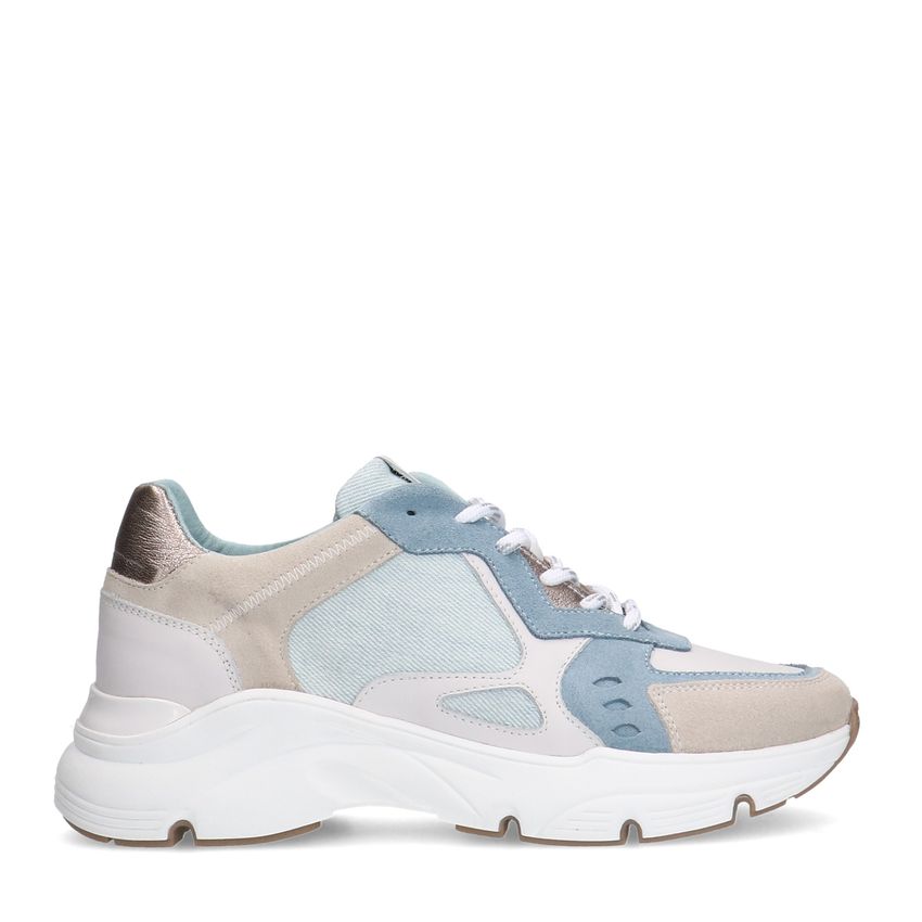 Manfield Blauwe denim sneakers