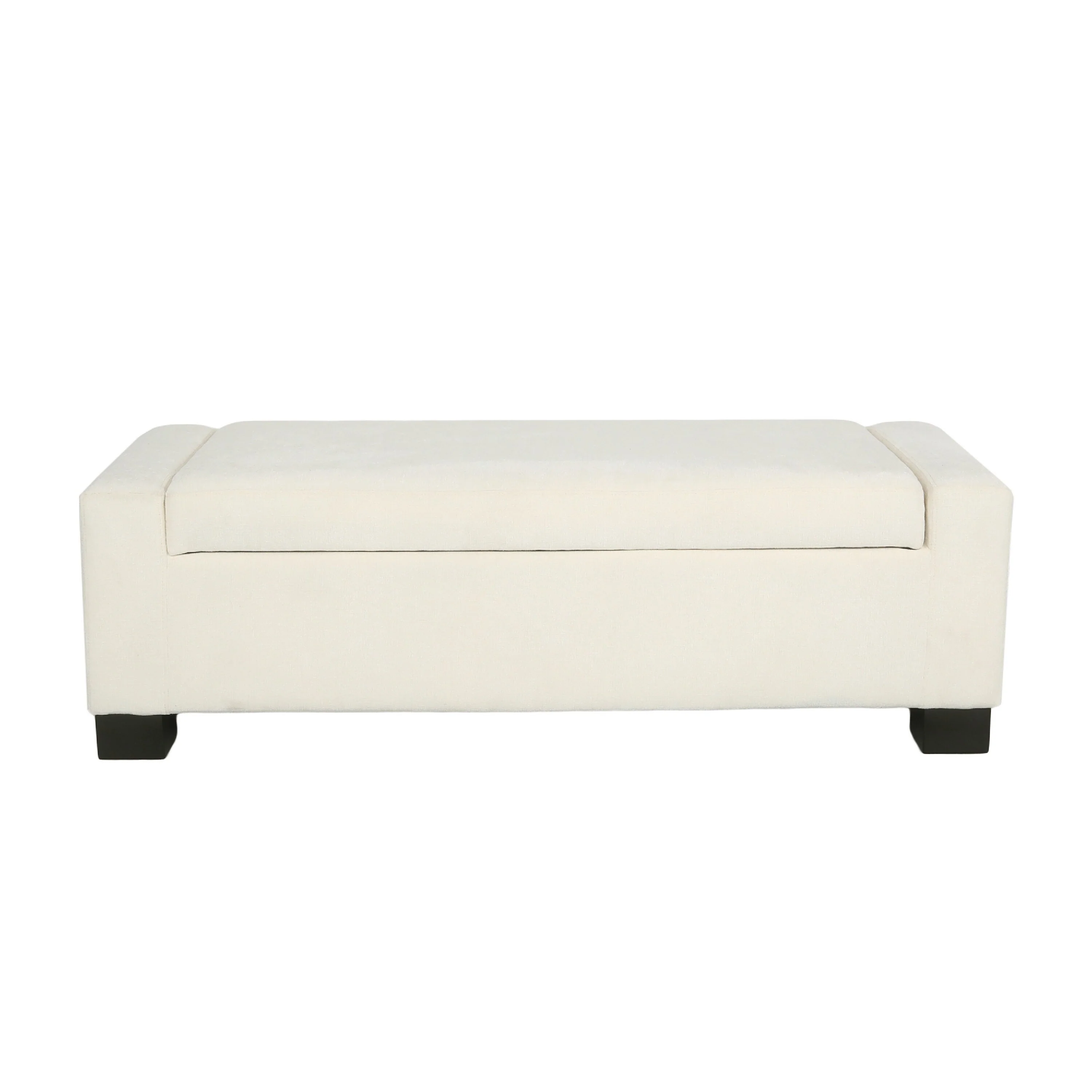 Kera Storage Ottoman Bench, Classic White Fabric, Lift Top, 50 Inch