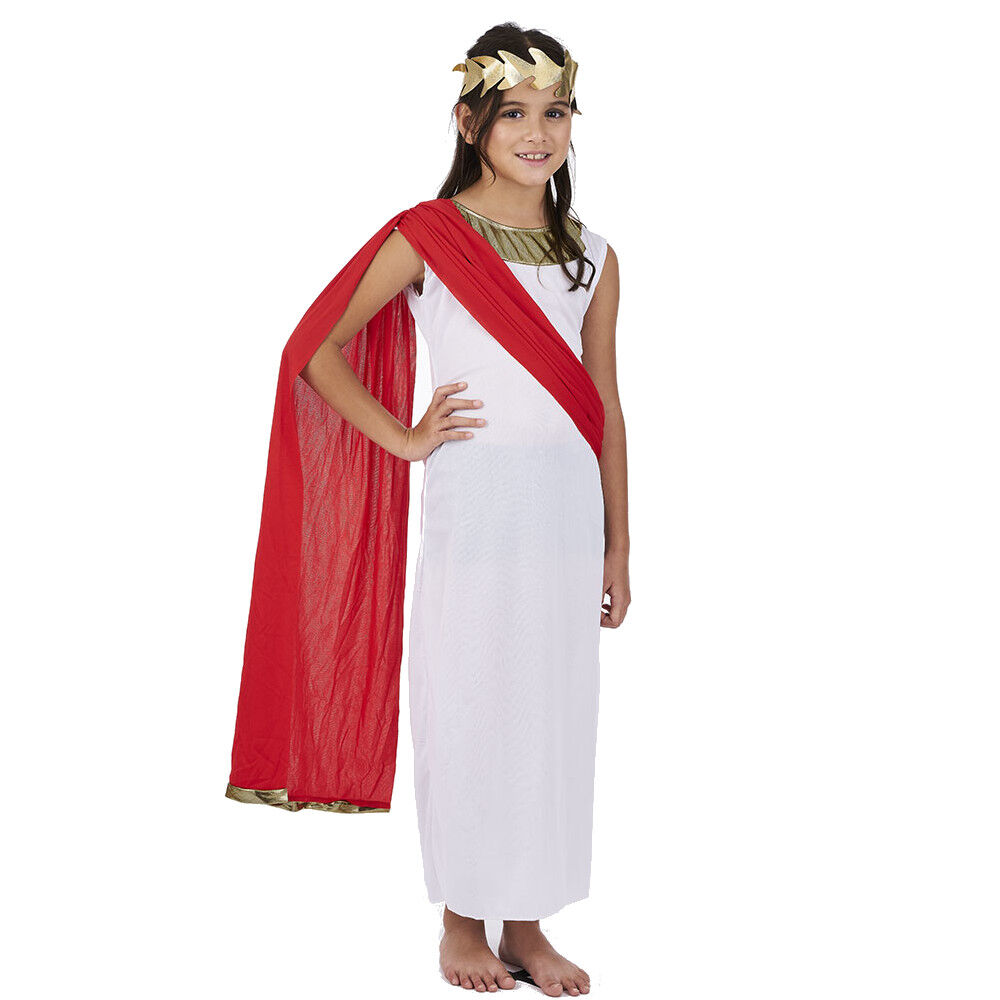 Déguisement fille Déesse robe et bandeau blanc or 4/6 ans