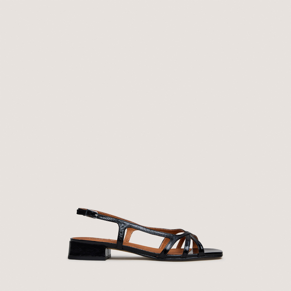 Sandales à petits talonsen cuir brillant noir | ARGOS