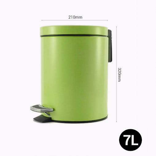 SOGA 4X Stainless Steel Foot Pedal Bin Round Green 7L