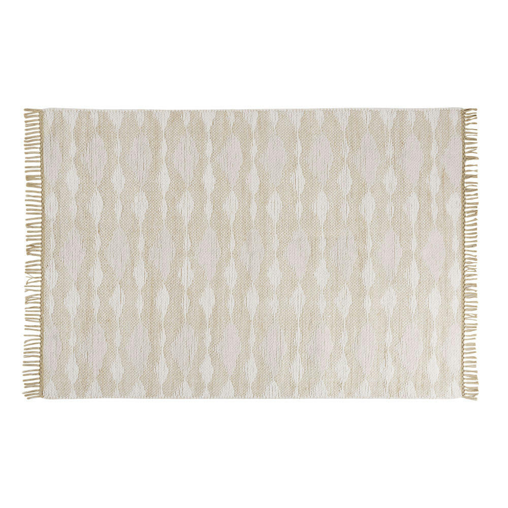 JANKO - Tapis tissé en coton et jute écru et beige 140x200