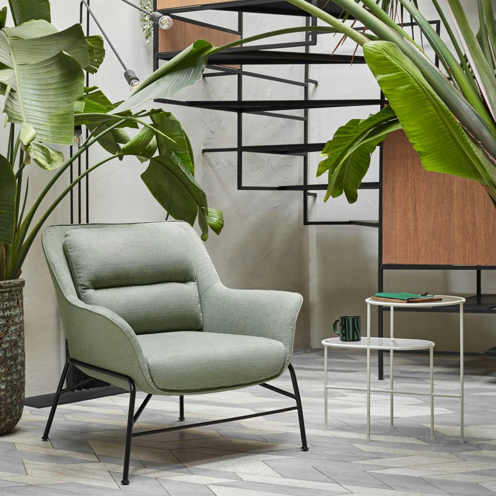 NIX - Table d'appoint en verre strié et métal blanc