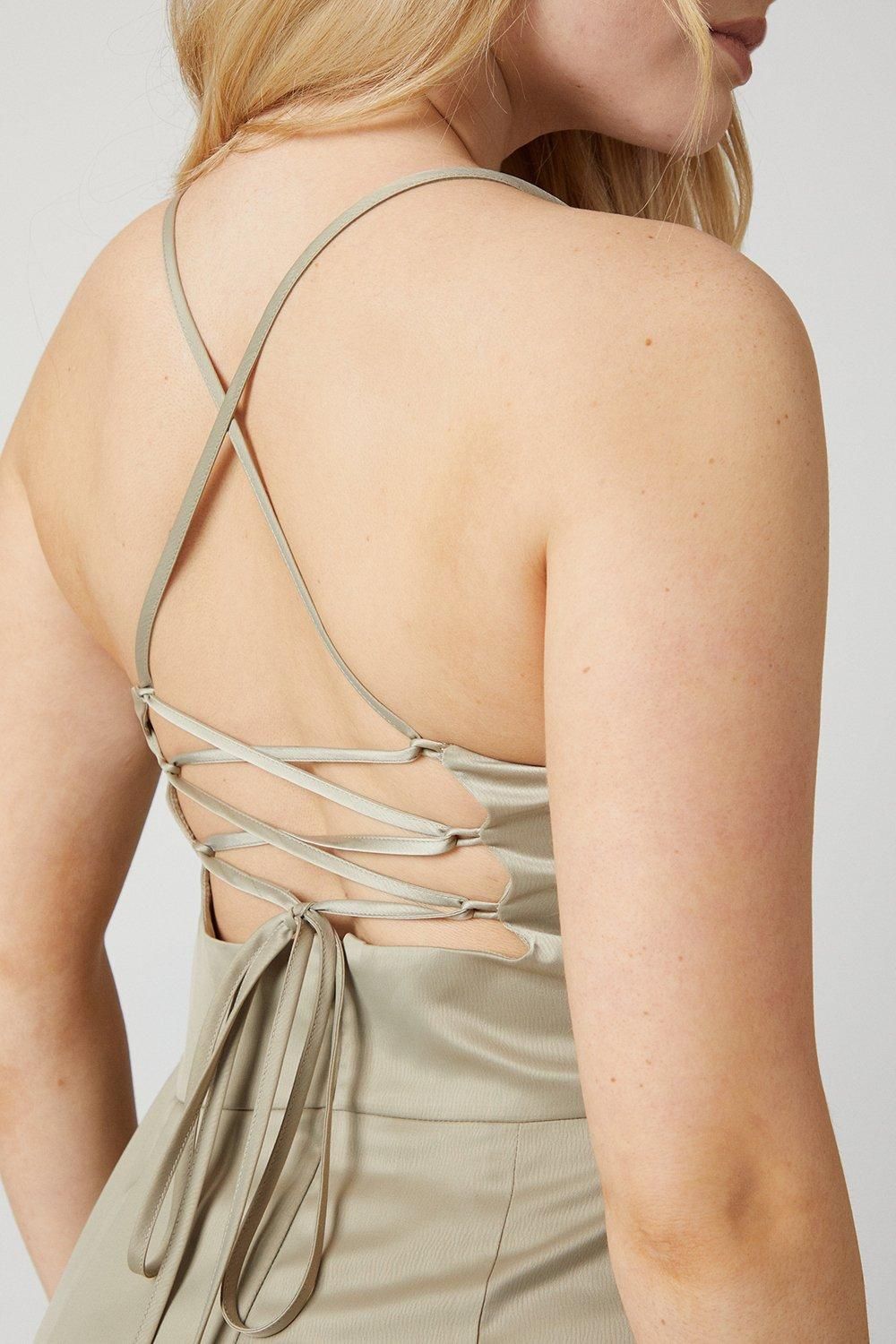 Debut London Debut London by Coast Lace Up Back Satin Bridesmaid Dress