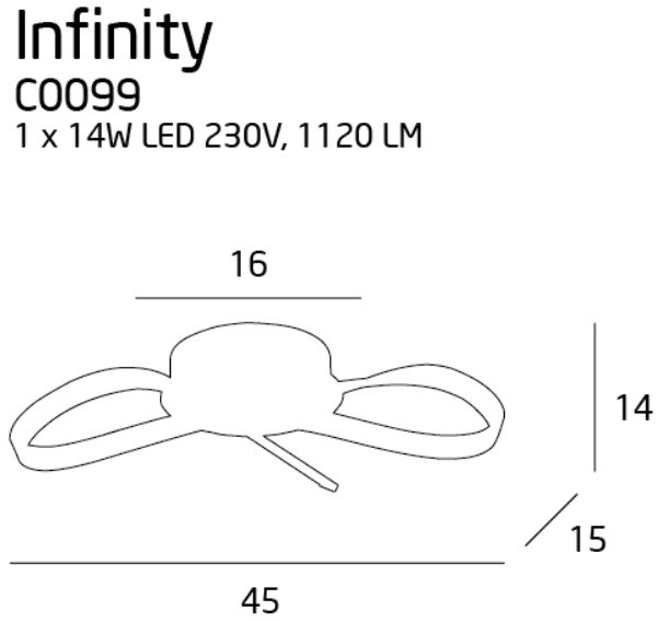 Lampa sufitowa INFINITY chromowana LED 14W 3000K 1120lm IP20 Maxlight