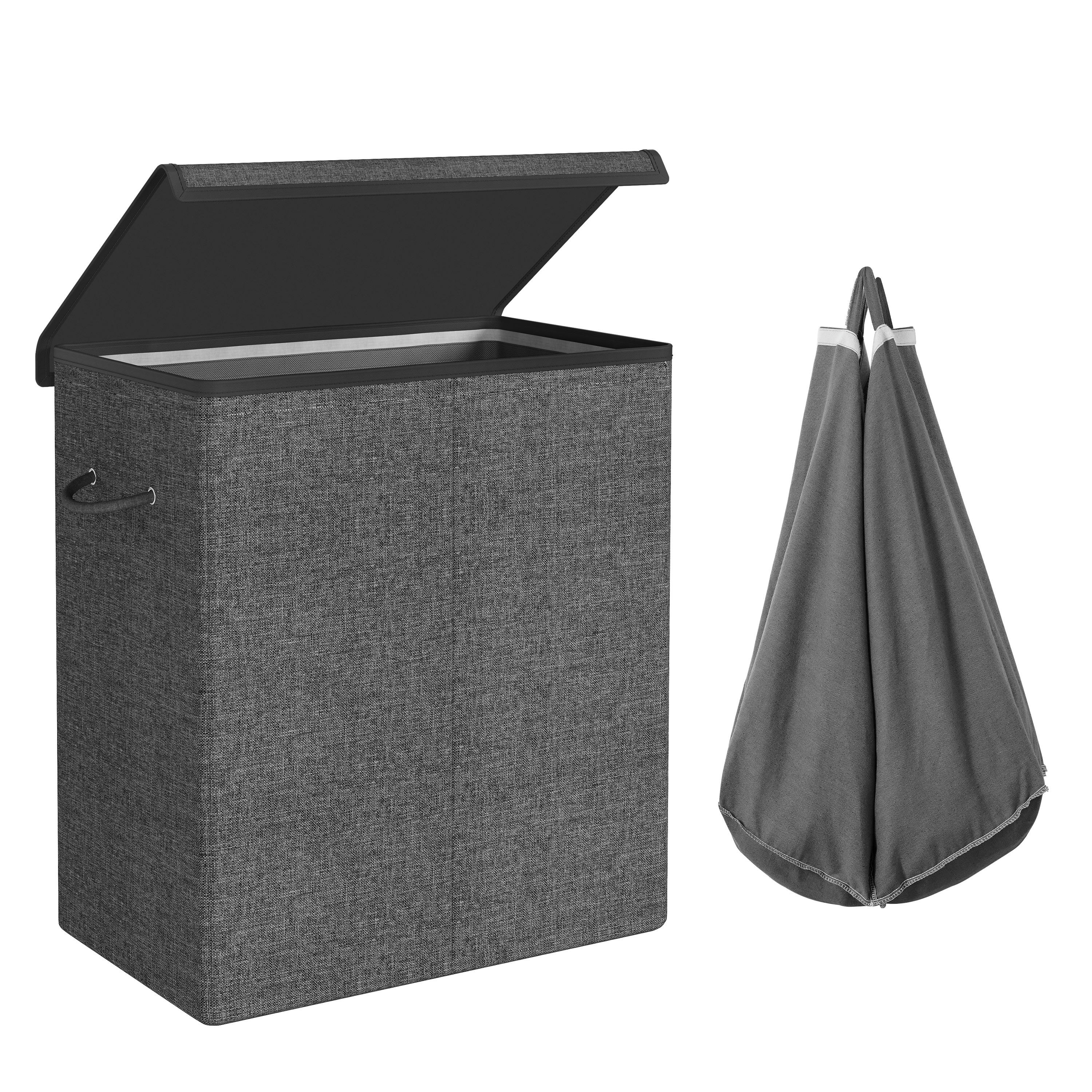- Panier à linge de 142L en tissu façon lin gris foncé