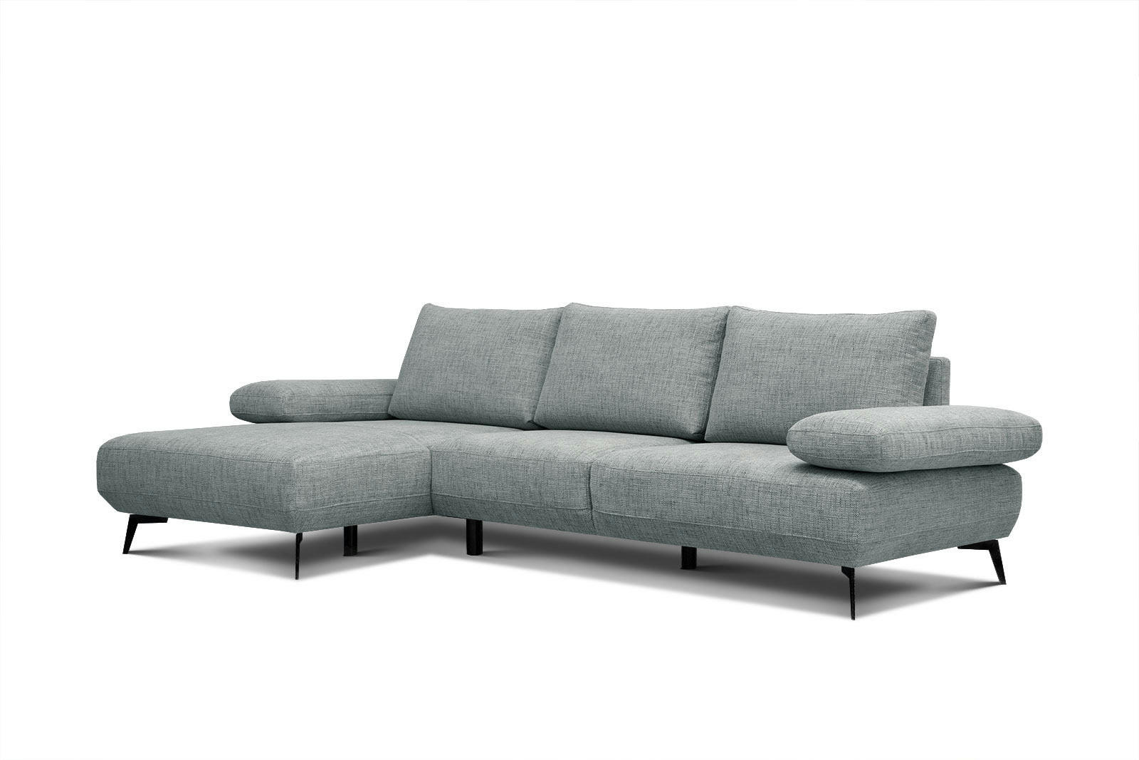 MELLO - Canapé d'angle gauche 4 places tissu bleu pâle