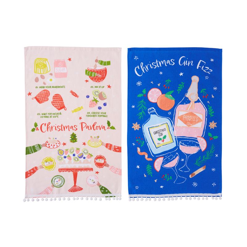 Christmas Fizz Christmas Tea Towels 2 Pack
