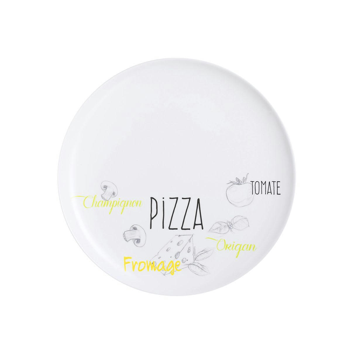 FRIEND'S TIME - Assiette à pizza blanche décorée 32,3 cm