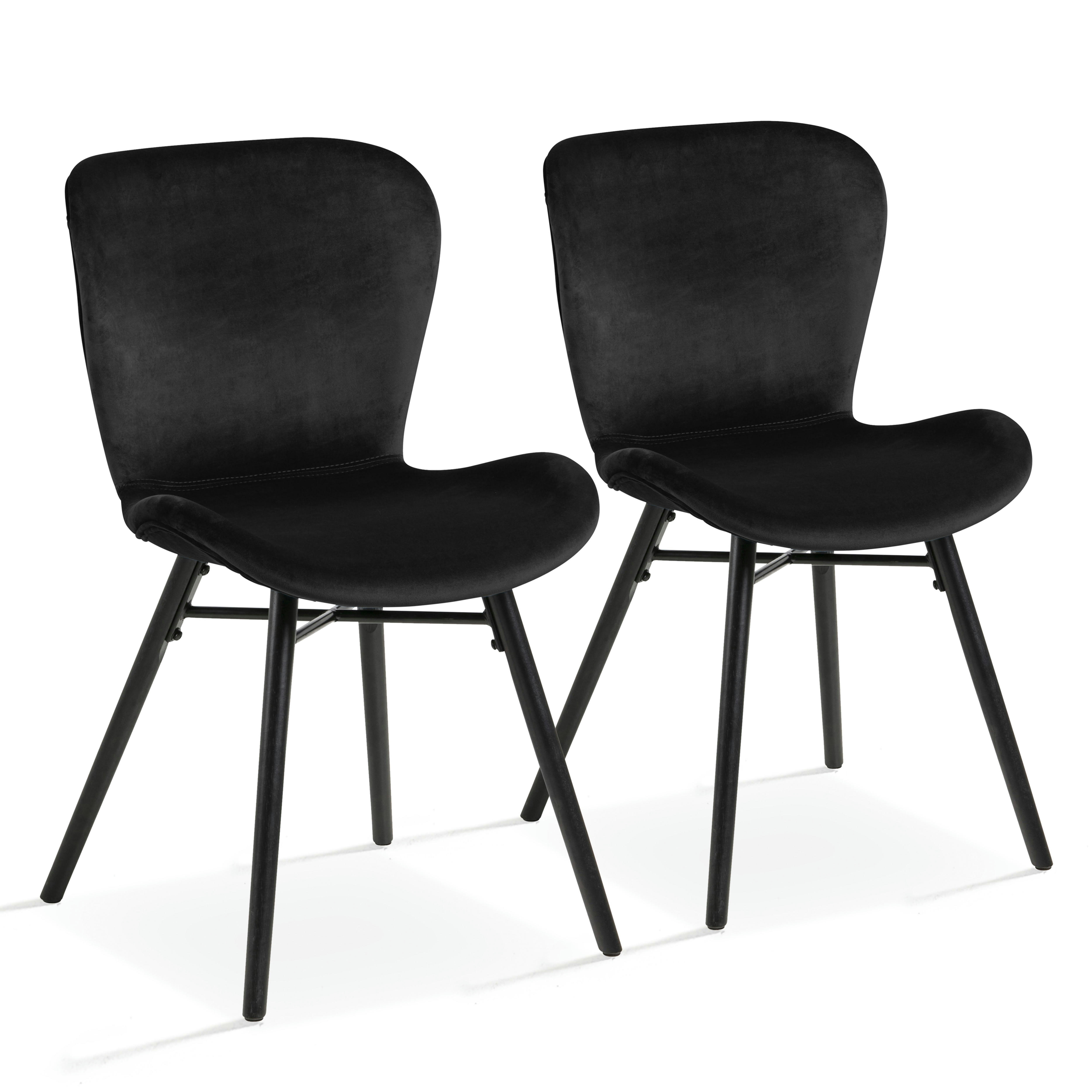 THELMA - Lot de 2 chaises en velours noir