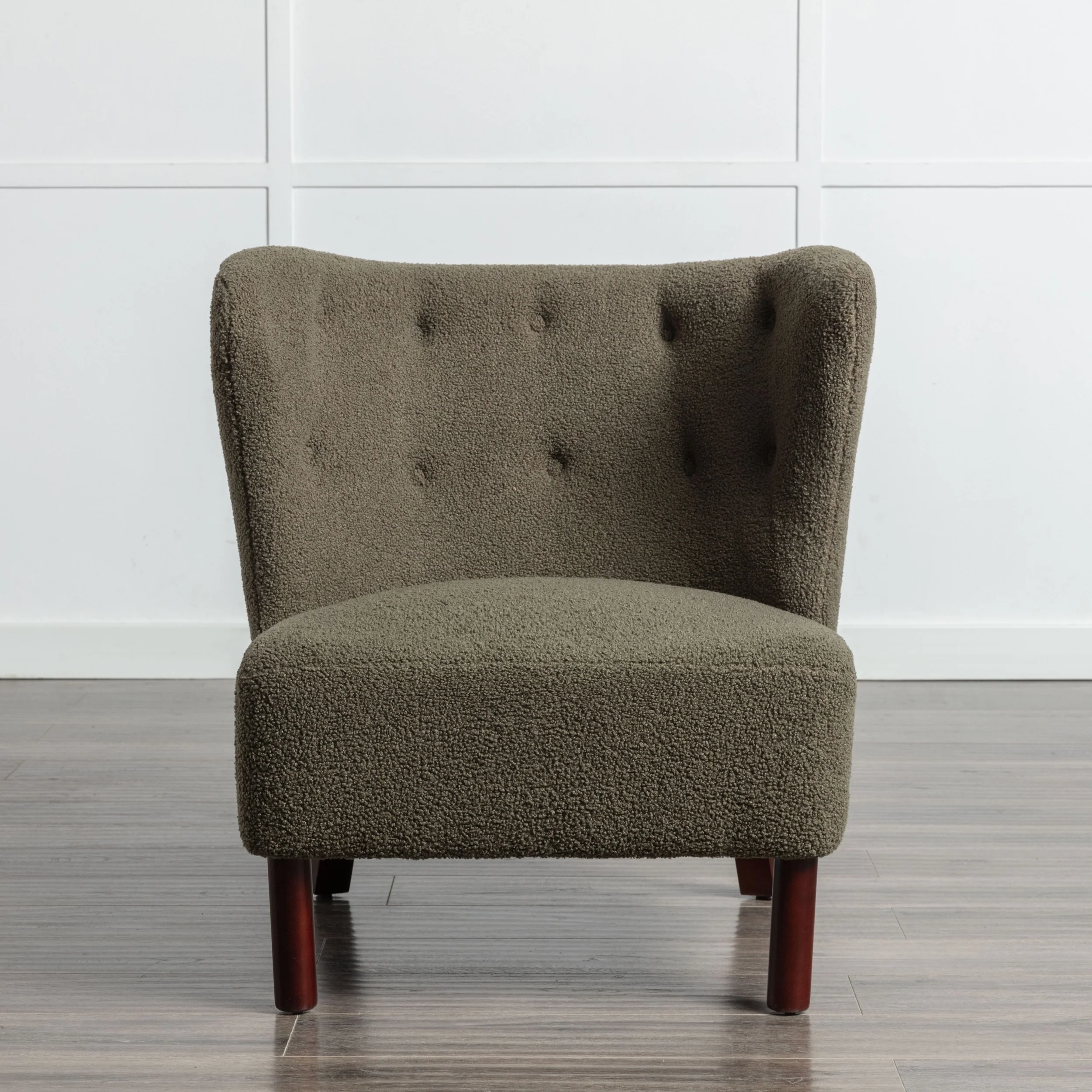 Lambskin Sherpa Single Sofa Chair with Wooden Legs