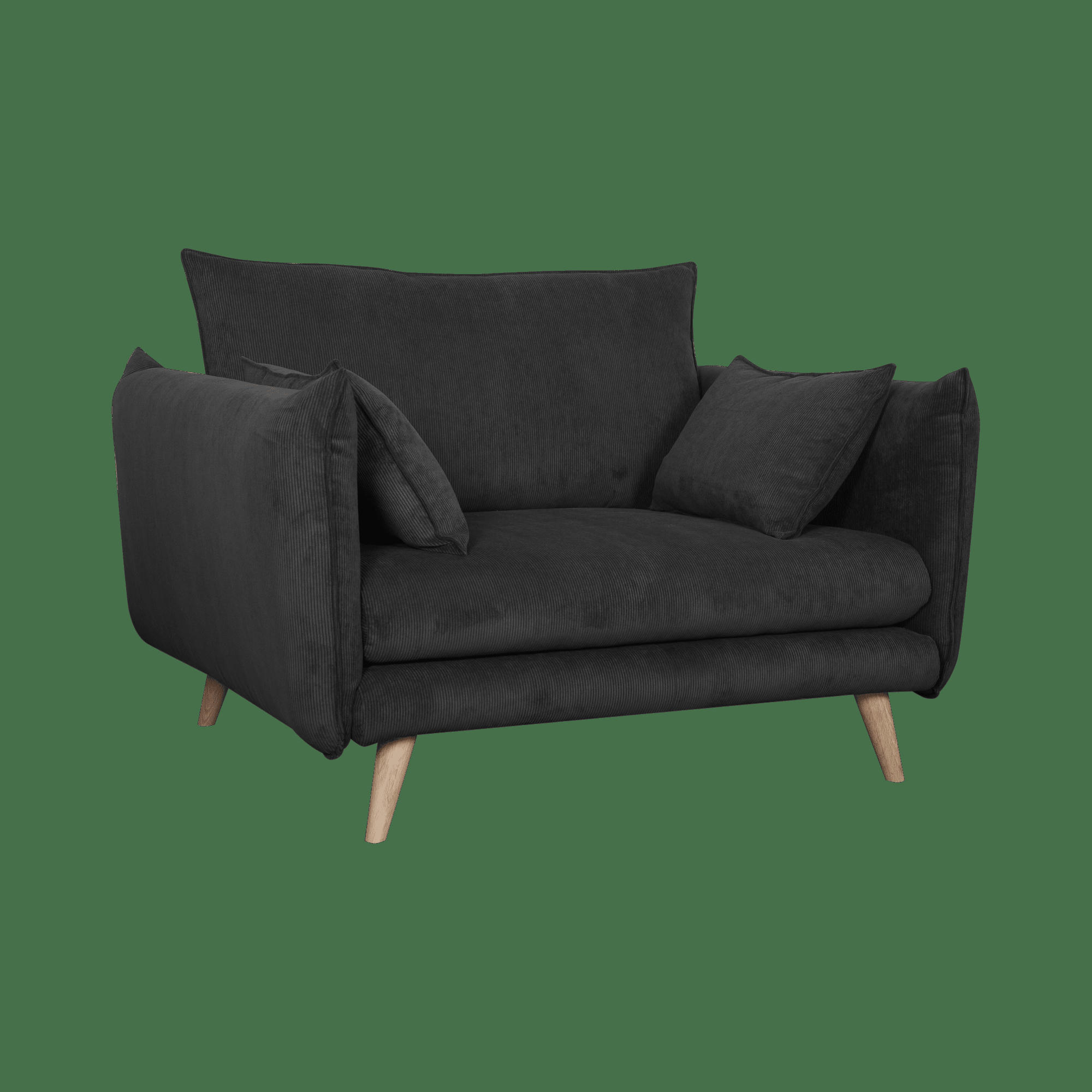 ORION - Fauteuil XXL tissu velours 1 place Anthracite