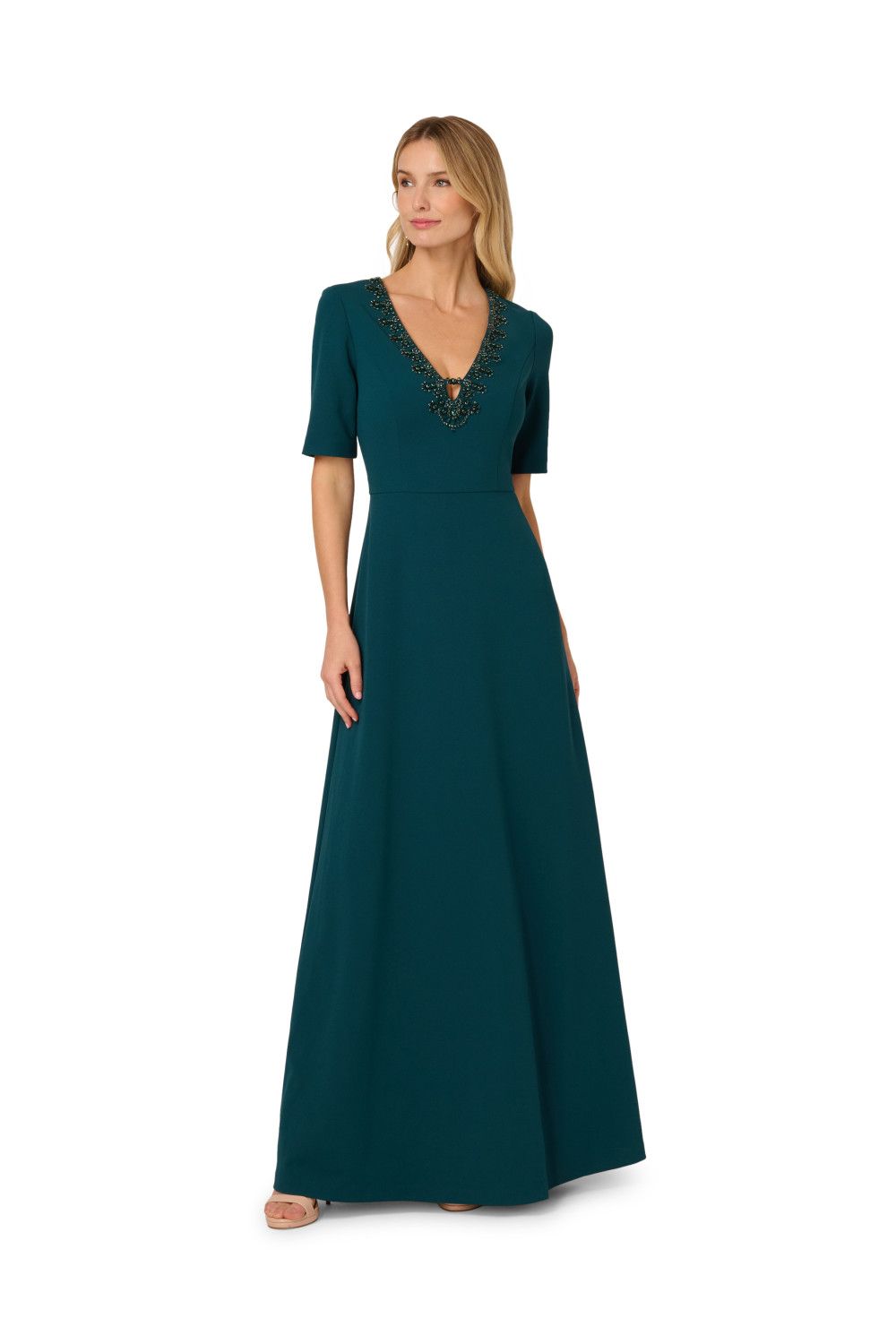 Adrianna Papell Trimmed Mermaid Gown