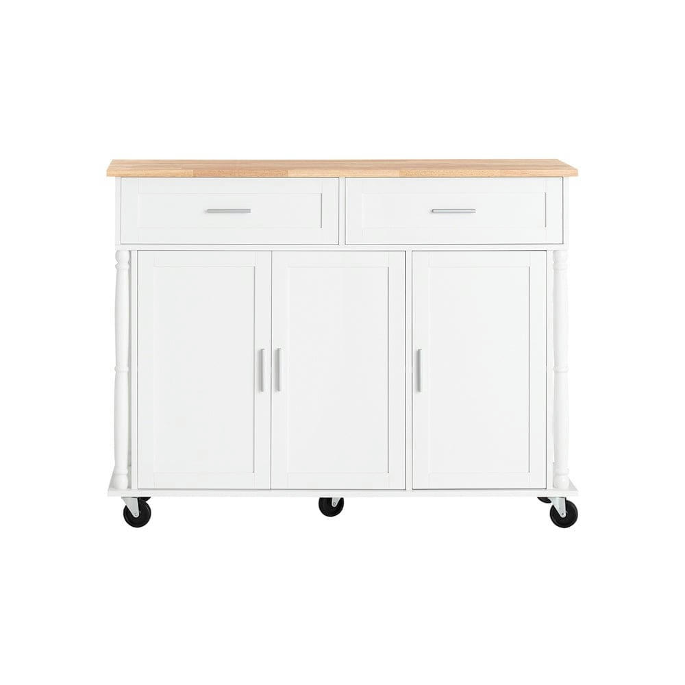 - Desserte effet bois blanc à roulettes 2 tiroirs 3 portes