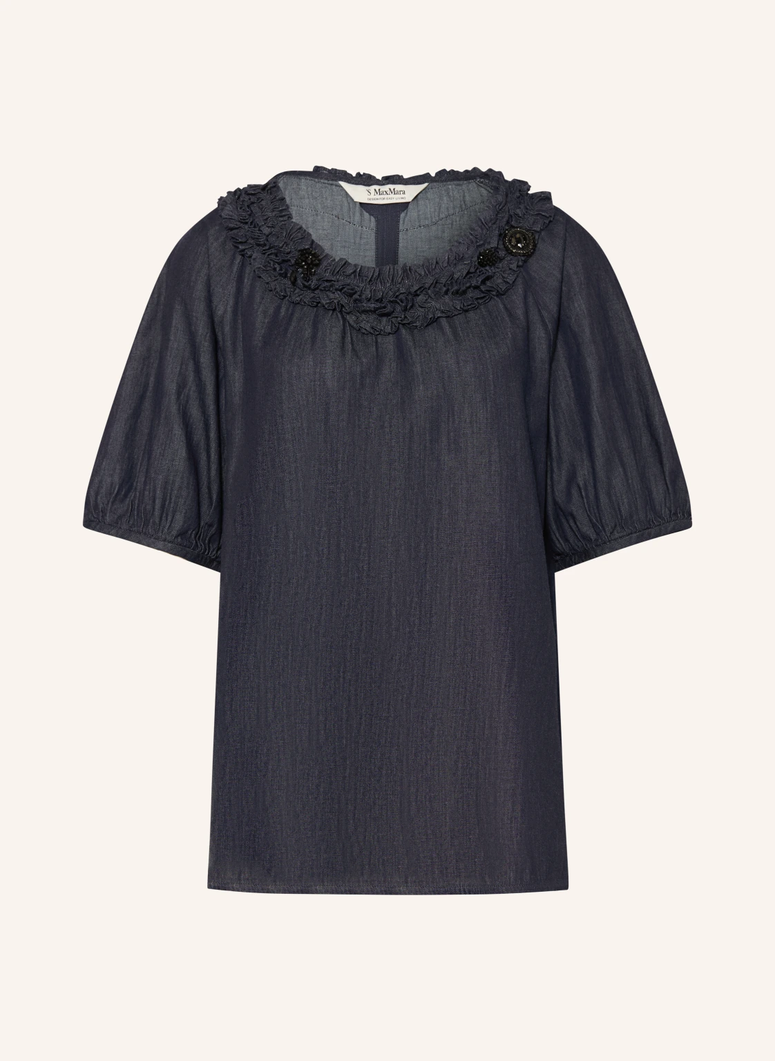 S Max Mara Blusenshrit CATIA in Jeansoptik mit Schmucksteinen