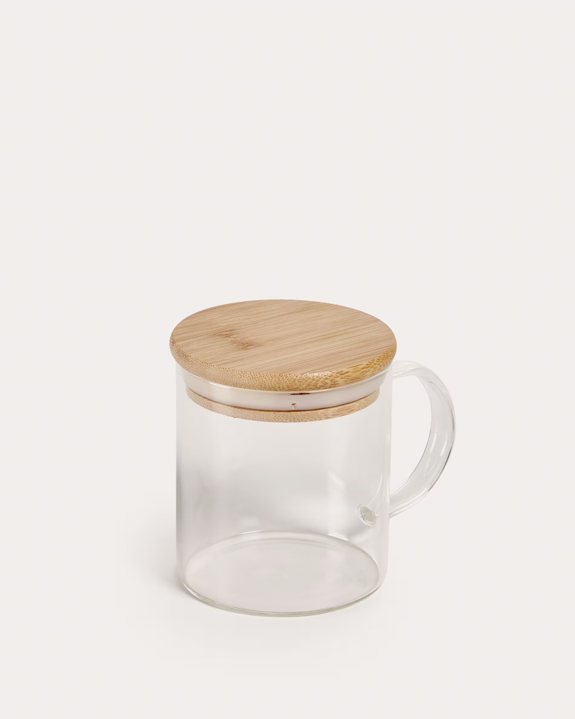 Taza Eumelia de vidrio transparente y tapa de bambú