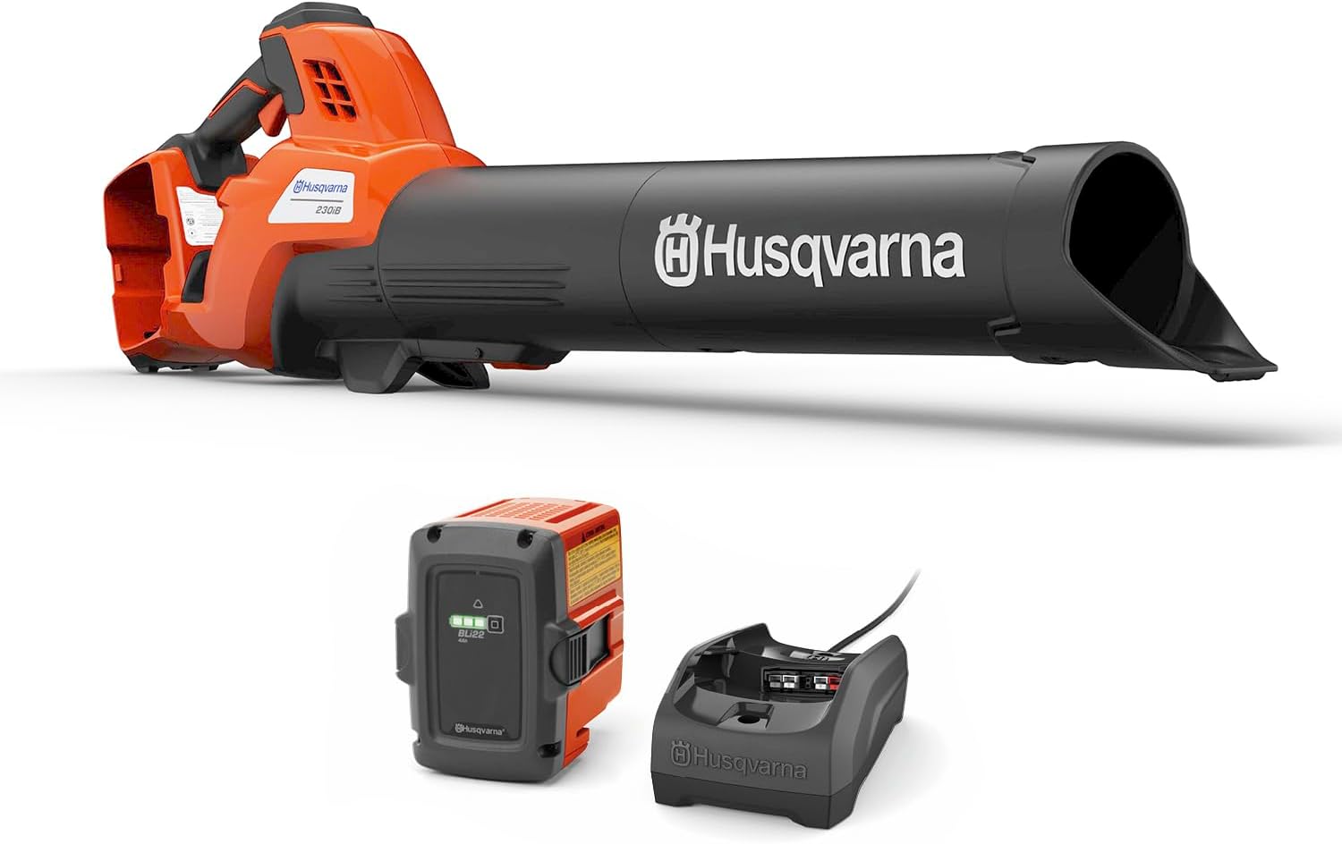Husqvarna 230iB Battery Powered Cordless Leaf Blower  136-MPH 650-CFM Electric Leaf Blower with Brushless Motor and Quiet Operation  40V Lithium-Ion 4 Ah Battery and Charger Included  970480204