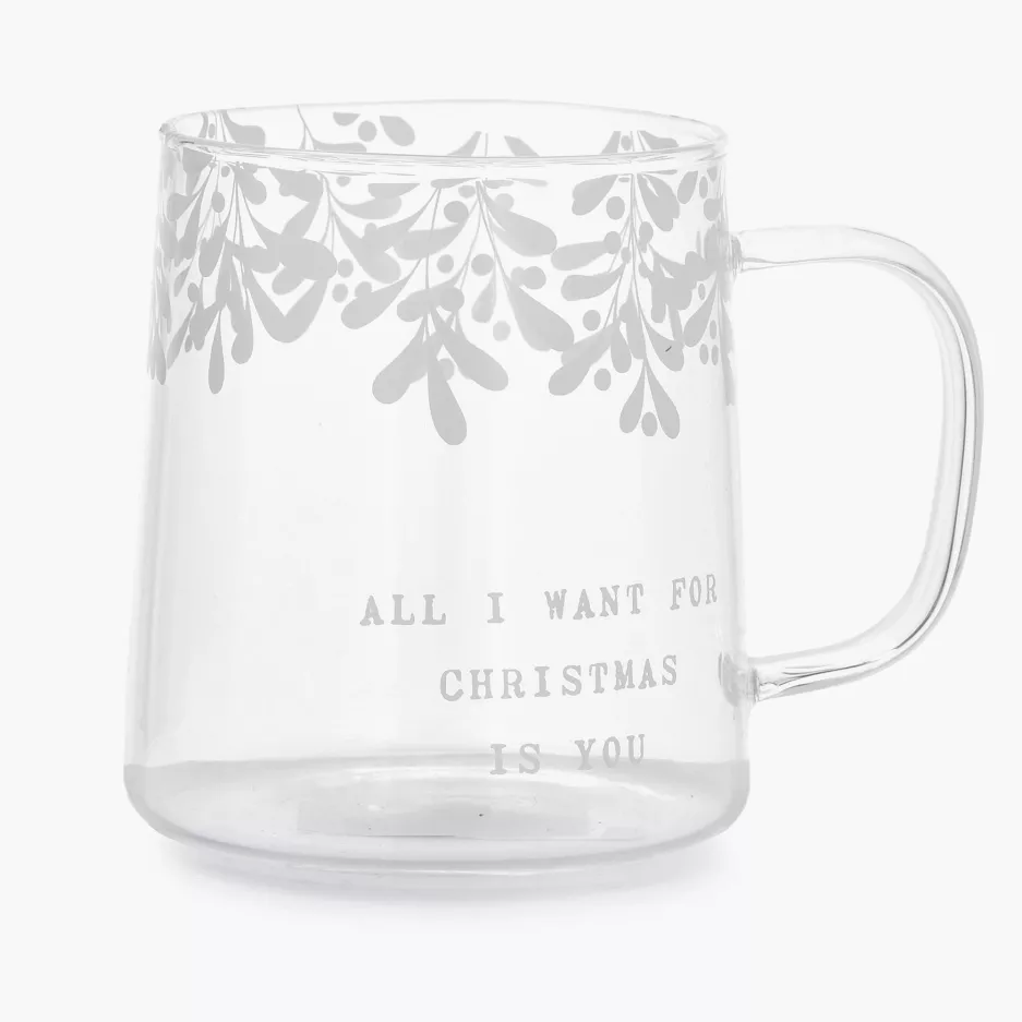 Szklanka z uchem świąteczna xmas DUKA RIMFROST 450 ml transparentna szklana