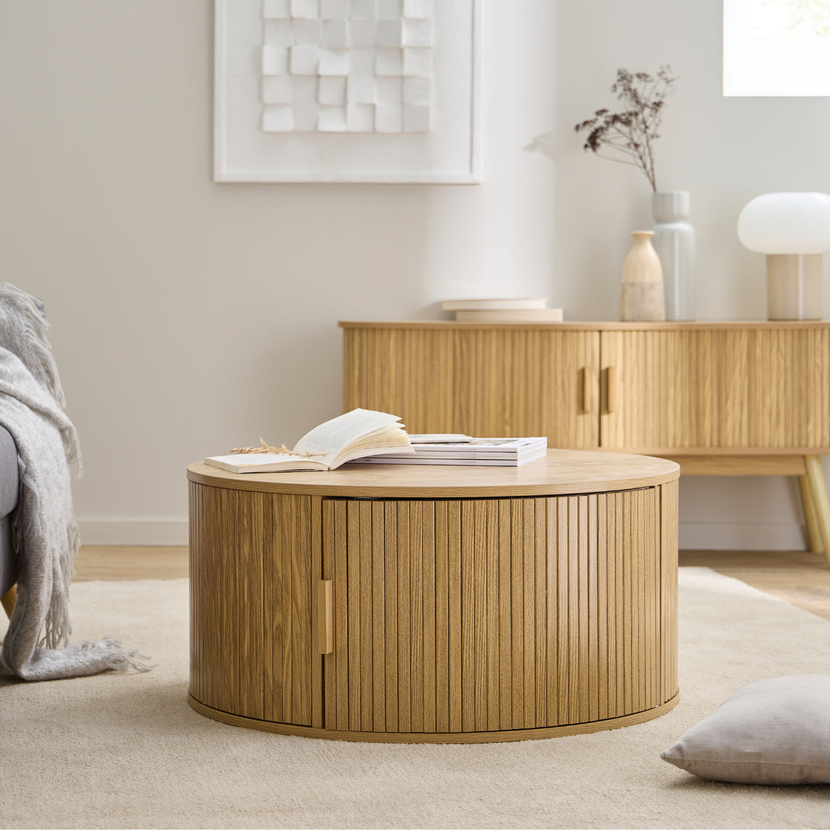 Calicosy - Ronde salontafel met opbergruimte ERNEST - Ø75 cm