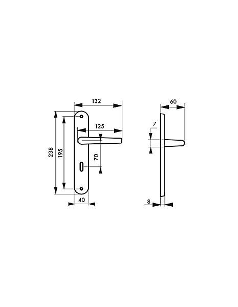 Ensemble de poignées pour salle de bain et toilette Eris à condamnation, carré 7mm, entr'axes 195mm, nickelé brossé - THIRARD