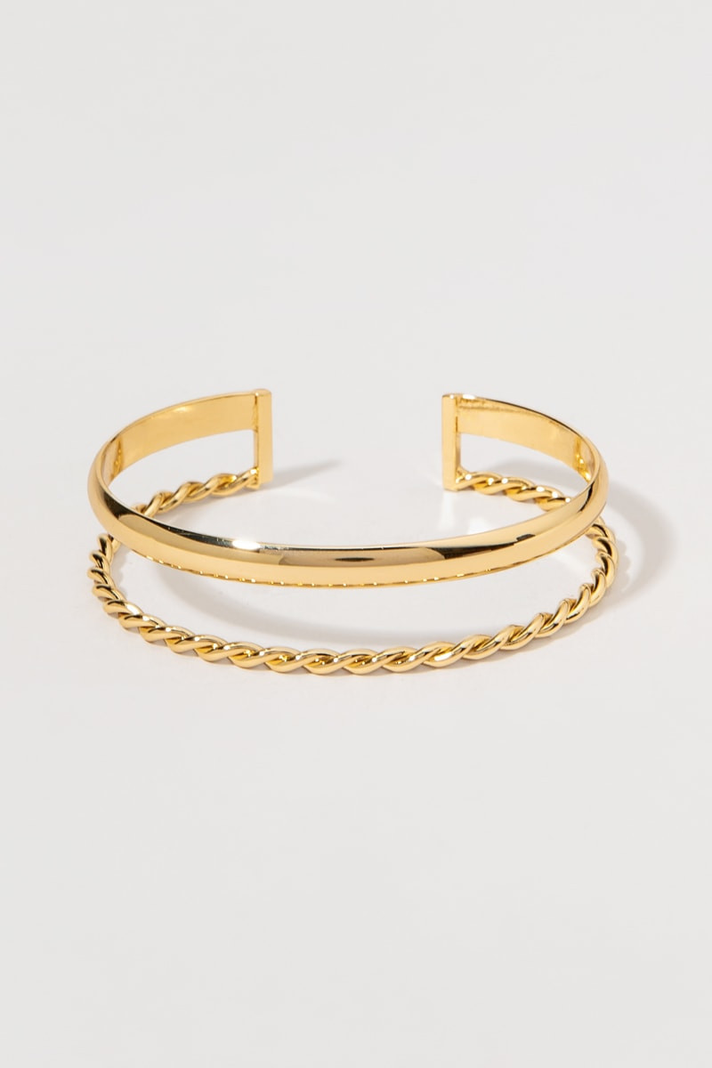 Natasha Dual Design Gold Cuff Bracelet