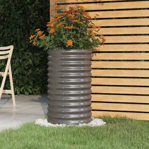 NNEVL Garden Planter Powder-coated Steel 40x40x68 cm Grey