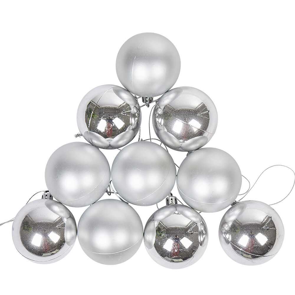 Boule de No&euml;l argentée brillante et mate x10